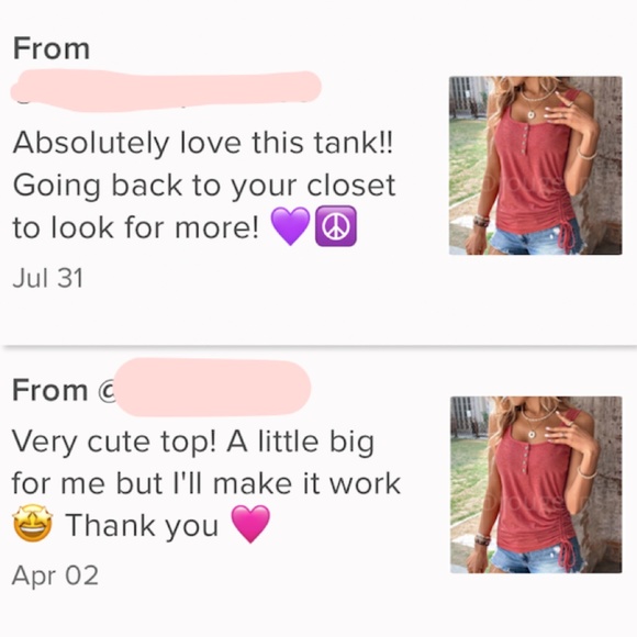 Rusty Rose Tank Top Button Front One Side Drawstring - Picture 9 of 17